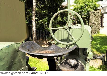 View Of The Steering Of An Old Soviet Tractor