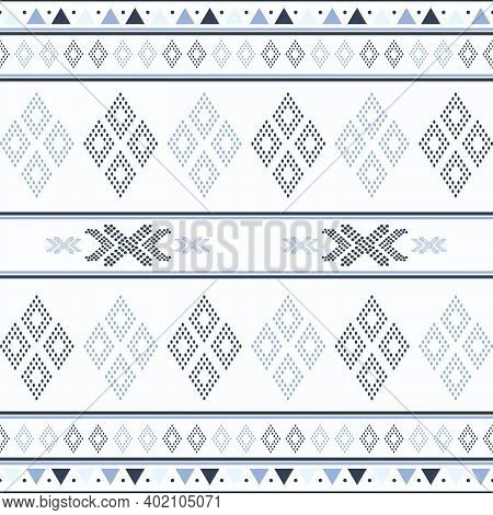 Seamless Ethnic Pattern With Geometric Shapes. Suitable Used For Print Textile, Sleeve, Shirt, Saron