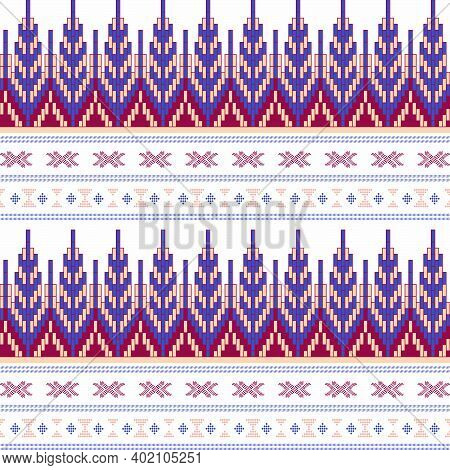 Seamless Ethnic Pattern With Geometric Shapes. Suitable Used For Print Textile, Sleeve, Shirt, Saron