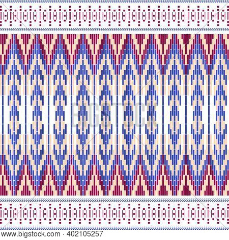 Seamless Ethnic Pattern With Geometric Shapes. Suitable Used For Print Textile, Sleeve, Shirt, Saron