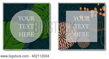 Multi-page Botanical And Floral Layout Template With Copy Space For Text Vector Illustration.