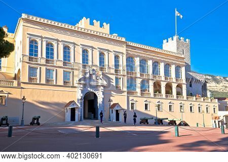 Monaco, January 20 2019: Prince Palace And Old Town On The Hill In Principality Of Monaco.  Official