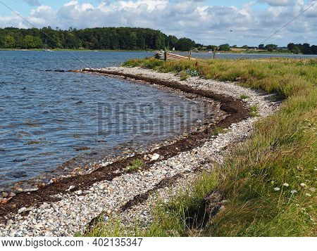 Typical Beautiful Natural Danish Coastline Beach Landscape In The Summer Fyn Funen Denmark