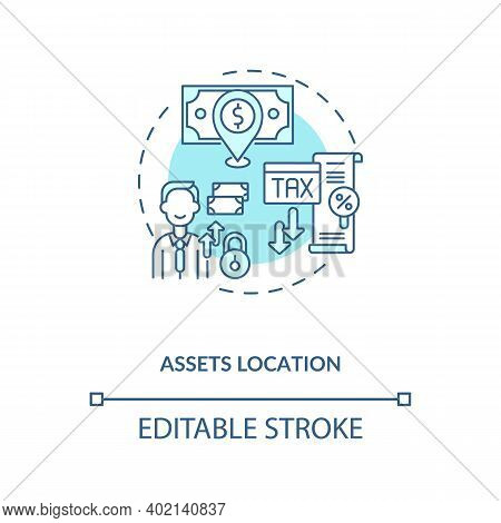 Assets Location Concept Icon. Assets Inventory Element Idea Thin Line Illustration. Savings Vehicles