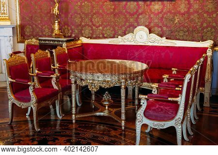 Saint Petersburg, Russia, 18.04.2019, Yusupov Palace Red Living Room
