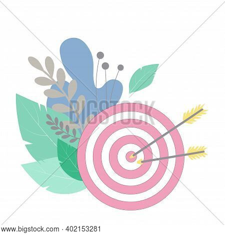 Target Pierced By Arrows Vector Stock Illustration. Concept Of Successful Completion Of Tasks, Effec