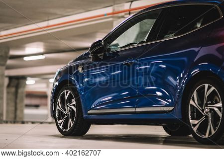 Riga, Latvia - January 6, 2021: New Car Renault Clio E-tech 140 Hybrid Rs, 2020. Selective Focus