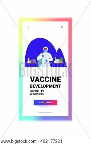 Scientist Resarcher Working With Test Tube In Lab Coronavirus Vaccine Development Fight Against Covi