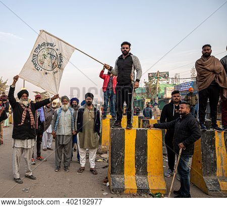 December 2020 Delhi, India
A Group Of Farmers Protesting Against New Farm Law Passed By Indian Gover