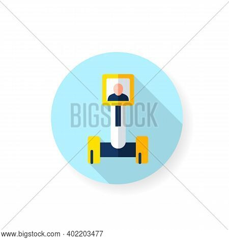 Telepresence Robot Flat Icon. Remote Meeting. Robotization. Smart Emerging Technologies. Contemporar