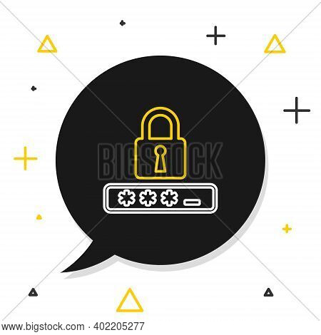 Line Password Protection And Safety Access Icon Isolated On White Background. Lock Icon. Security, S