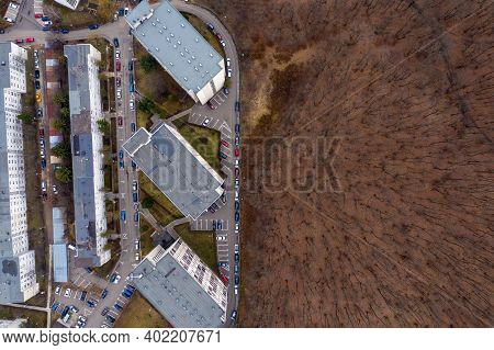 Aerial View Falt Of Blocks And Forest