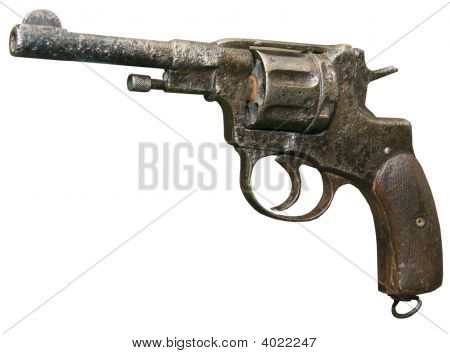 Na białym tle nieaktualne zardzewiały rocznika Sixshooter 1