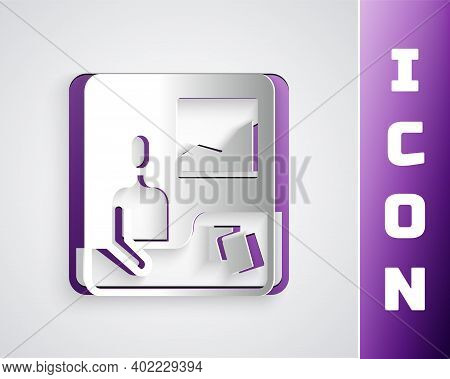 Paper Cut Trading Courses Icon Isolated On Grey Background. Distance Learning Finance Management, Bu