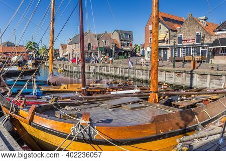 Spakenburg, Netherlands - May 21, 2020: Wooden Ships In The Harbor Of Spakenburg, Netherlands
