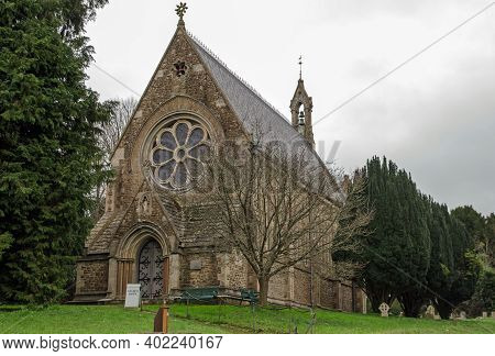 View Of The West Entrance To The Historic Church Of Saint Mary In The Pretty Village Of Itchen Stoke