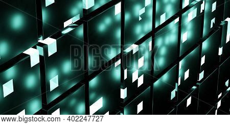 Modern Futuristic Technology Surface With Green Led Lighting 3d Render Illustration