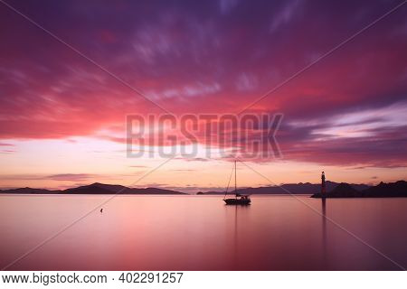 Seaside Town Of Turgutreis And Spectacular Sunsets