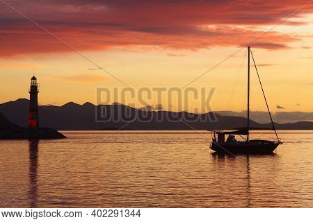 Seaside Town Of Turgutreis And Spectacular Sunsets
