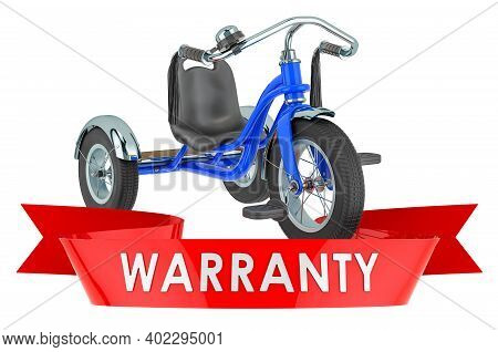 Kids Bicycle, Tricycle Warranty Concept. 3d Rendering Isolated On White Background