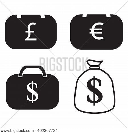 Currency Icon. Isolated Icons Or Signs. Dollar Yuan Euro Pound Publes Signs Or Symbols. Finance, Bus