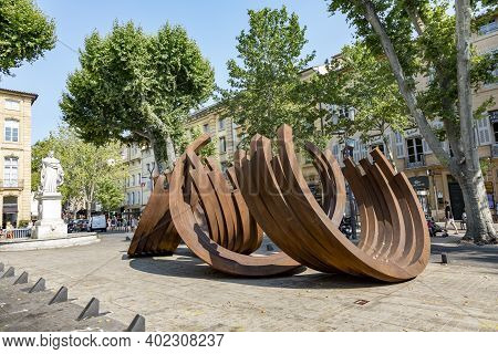 Aix En Provence, France - July 8, 2015: Modern Street Art By French Conceptual Artist Bernar Venet A