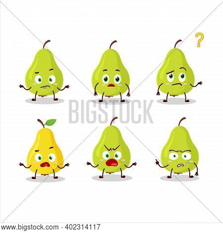 Cartoon Character Of Green Pear With What Expression