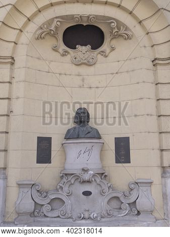 Budapest, Hungary- May, 26, 2019: Bronze Bust Statue Of Franz Liszt