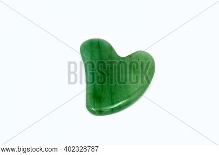 Green Gua Sha Body Scraping Massage Tool. Facial Natural Jade Stone Board Guasha Cure.