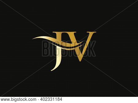 Premium Letter Jv Logo Design With Water Wave Concept. Jv Letter Logo Design With Modern Trendy