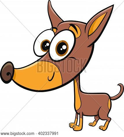 Cartoon Illustration Of Ratter Or Rattler Purebred Dog Animal Character
