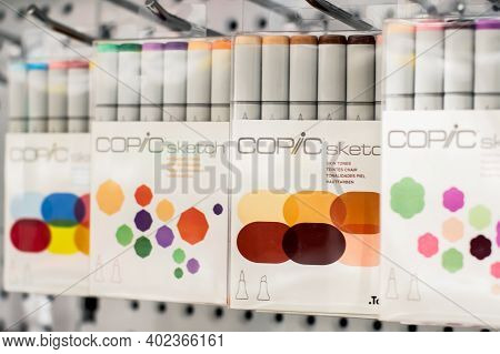 Sydney, Australia 2020-12-12 Defocused Blurred Image Of Alcohol-based Copic Sketch Markers On Displa