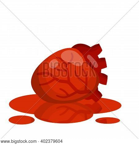 My Heart Is On Floor. Death And Heart Attack. Pool Of Red Blood. Cardiology And Health. Broken Love 