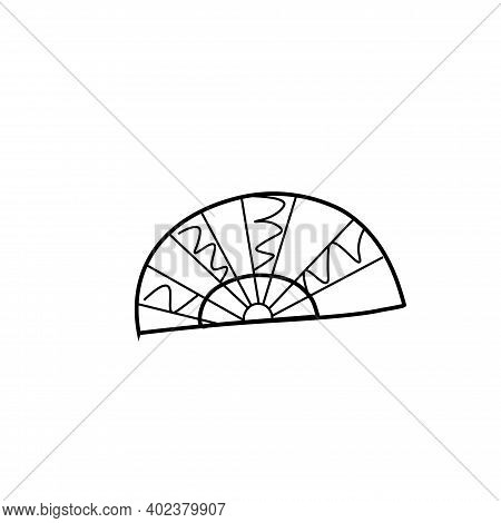Vector Asian Fan In Doodle Style The Thing Against The Heat Illustration For Chinese New Year With B