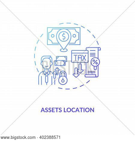 Assets Location Concept Icon. Assets Inventory Element Idea Thin Line Illustration. Taxable And Tax-