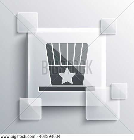 Grey Patriotic American Top Hat Icon Isolated On Grey Background. Uncle Sam Hat. American Hat Indepe