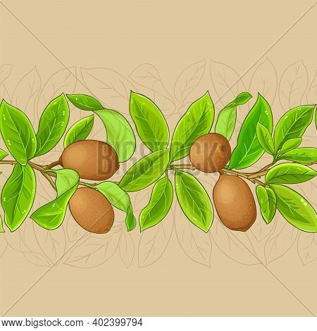 Cupuacu Branches Vector Pattern On Color Background