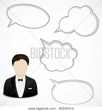 Man and speech bubbles