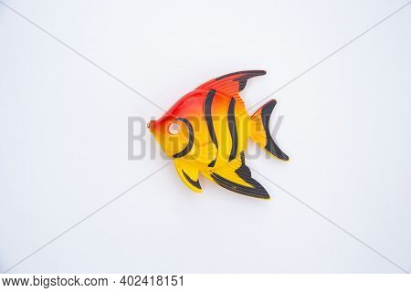 Plastic Fish Toy On A White Background,baby Bath Toy Isolated On White Background.