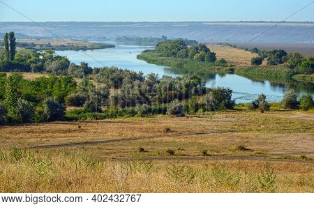 Summer Countryside Ladscape With Pivdennyi Buh River, Mykolaiv Region, Ukraine.