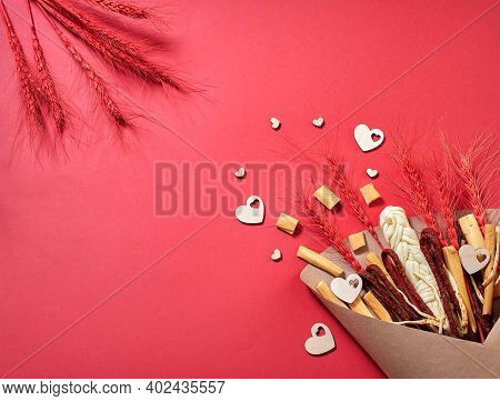 Original Edible Gift For Man In The Form Of A Bouquet Consisting Of Sausages, Smoked Cheese, Spicy C
