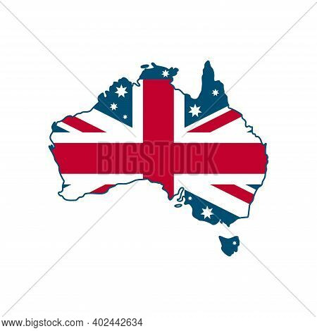Map And Flag Of Australia, Sign Or Logo On A White Background.