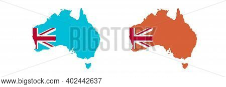 Blue And Orange Map With Flag, Icon.
