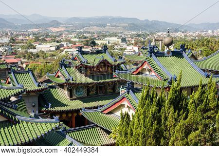 colorful palace roofs in Baohu Dimu Temple at Puli township, Taiwan, Asia