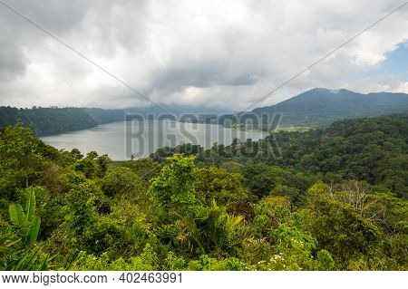 View Of Mountain Lake Danau Buyan On Island Bali, Indonesia