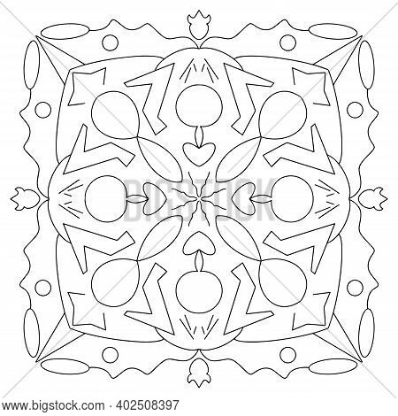 Coloring Page. Scrabble Pattern. Outline Vector Illustration For Coloring Book Or Design. Isolated O