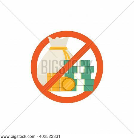Stop Corruption, Money And Stop Sign, Flat Design Vector Illustration