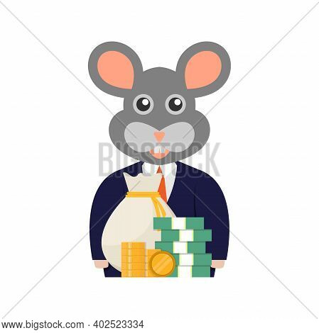 Stop Corruption, Money And Mouse, Flat Design Vector Illustration