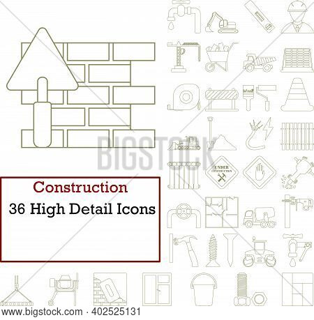 Construction Icon Set. Thin Editable Stroke Line Without Filling Design. Vector Illustration.