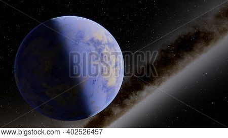 Planets And Galaxy, Science Fiction Illustration. Beauty Of Deep Space. Billions Of Galaxy In The Un